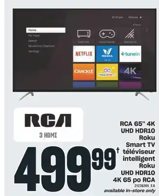Valu-mart Téléviseur intelligent roku uhd hdr10 4k 65 po rca offer