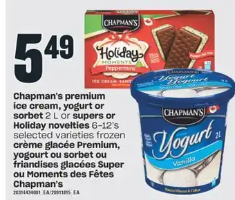 Valu-mart Crème glacée premium, yogourt ou sorbet ou friandises glacées super ou moments des fêtes chapman's offer