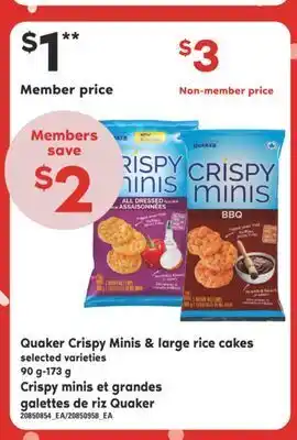 Valu-mart Crispy minis et grandes galettes de riz quaker, 90 g-173 g offer