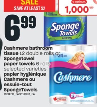 Valu-mart Papier hygiénique cashmere ou essuie-tout spongetowels offer