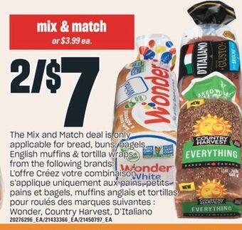 Valu-mart L'offre créez votre combinaison s'applique uniquement aux pains, petits pains et bagels, muffins anglais et tortillas pour ro offer