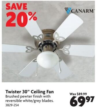 Home Hardware Twister 30" ceiling fan offer
