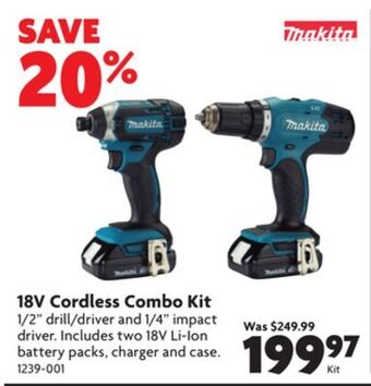 Home Hardware 18v cordless combo kit offer