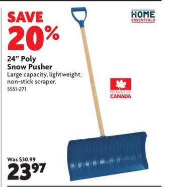 Home Hardware 24" poly snow pusher offer
