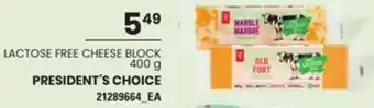 Zehrs Markets President's choice lactose free cheese block, 400 g offer