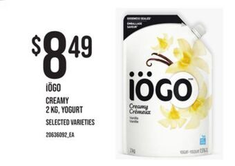 Zehrs Markets Iögo creamy 2 kg, yogurt offer