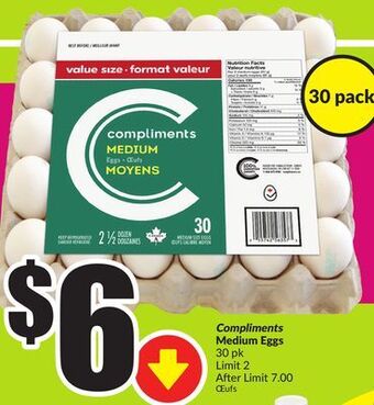 Chalo FreshCo Compliments medium eggs 30 pk offer