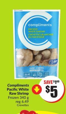 Chalo FreshCo Compliments pacific white raw shrimp frozen 340 g offer