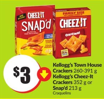 Chalo FreshCo Kellogg's town house crackers 260-391 g kellogg's cheez-it crackers 352 g or snap'd 213 g offer