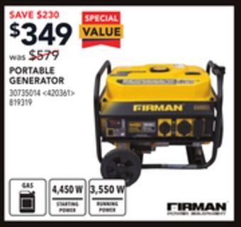 RONA Firman portable generator offer
