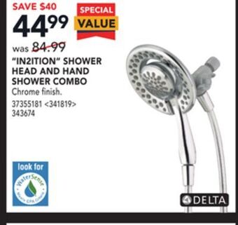 RONA Delta "in2ition" shower head and hand shower combo offer