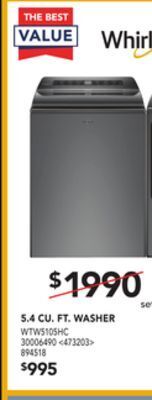 RONA Whirlpool 5.4 cu. ft. washer offer