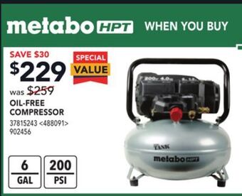 RONA Metabo hpt oil-free compressor offer