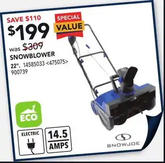 RONA Snow joe snowblower 22" offer