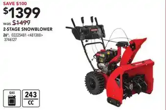 RONA Craftsman 2-stage snowblower 26" offer