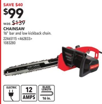 RONA Craftsman chainsaw offer
