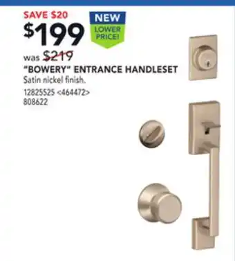 RONA Schlage "bowery" entrance handleset offer