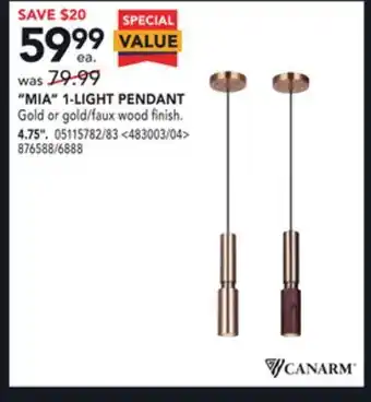 RONA Canarm "mia" 1-light pendant 4.75" offer