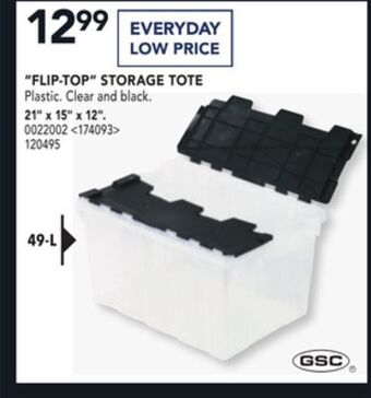 RONA Gsc "flip-top" storage tote 21" x 15" x 12" offer