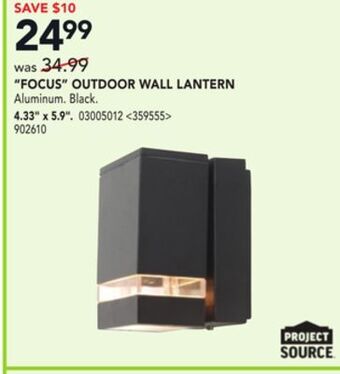 RONA Project source "focus" outdoor wall lantern 4.33" x 5.9" offer