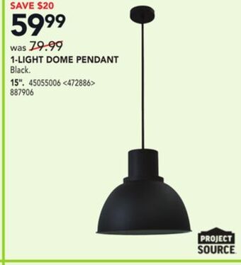 RONA Project source 1-light dome pendant 15" offer