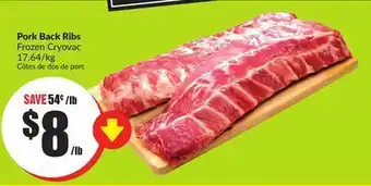 FreshCo Pork back ribs frozen cryovac 17.64/kg offer