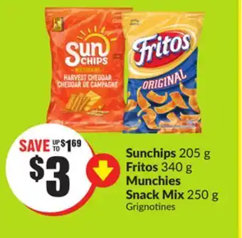 FreshCo Sunchips 205 g fritos 340 g munchies snack mix 250 g offer