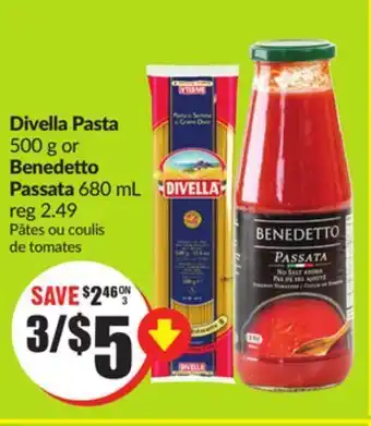 FreshCo Divella pasta 500 g or benedetto passata 680 ml offer
