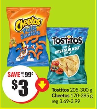 FreshCo Tostitos 205-300 g, cheetos 170-285 g offer