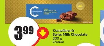 FreshCo Compliments swiss milk chocolate 300 g offer