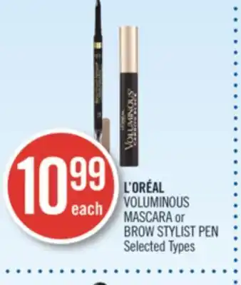 Shoppers Drug Mart L'oréal voluminous mascara or brow stylist pen offer