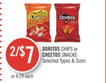 Shoppers Drug Mart Doritos chips or cheetos snacks offer