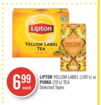 Shoppers Drug Mart Lipton yellow label (100's) or pukka (20's) tea offer