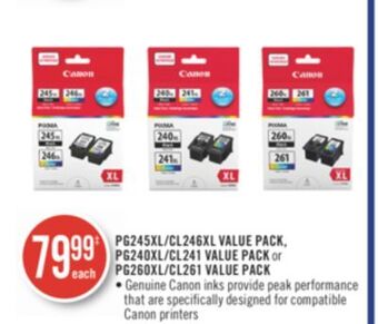 Shoppers Drug Mart Pg245xl/cl246xl value pack, pg240xl/cl241 value pack or pg260xl/cl261 value pack offer