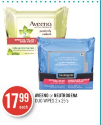 Shoppers Drug Mart Aveeno or neutrogena duo wipes offer