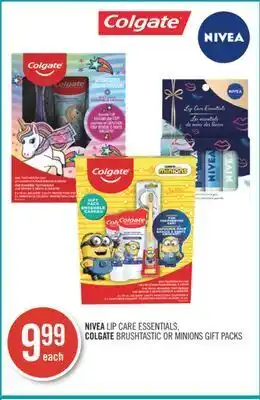 Shoppers Drug Mart Nivea lip care essentials, colgate brushtastic or minions gift packs offer