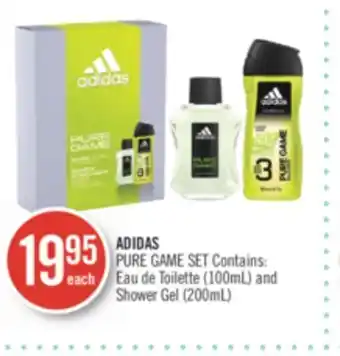 Shoppers Drug Mart Adidas pure game set contains: (100ml) and shower gel (200ml) offer