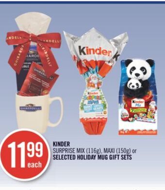 Shoppers Drug Mart Kinder surprise mix (116g), maxi (150g) or selected holiday mug gift sets offer