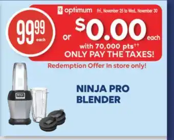 Shoppers Drug Mart Ninja pro blender offer