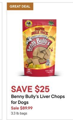 Petvalu Benny bully's liver chops for dogs offer