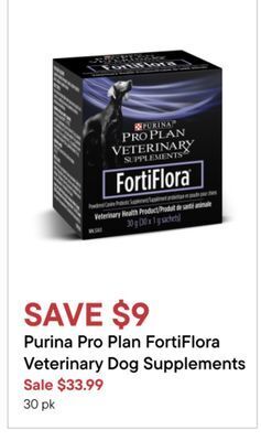 Petvalu Purina pro plan fortiflora veterinary dog supplements offer