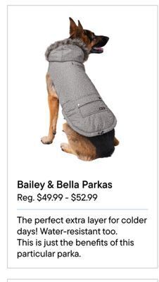 Petvalu Bailey & bella parkas offer
