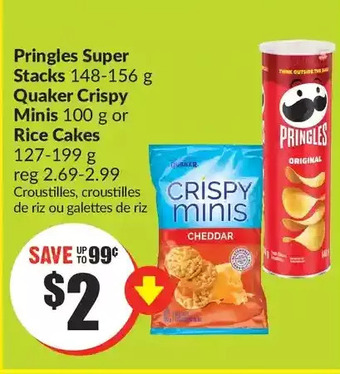 FreshCo Pringles super stacks | quaker crispy minis or rice cakes offer