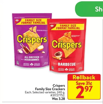 Walmart Crispers family size crackers offer