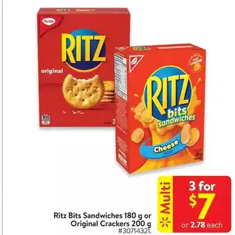 Walmart Ritz bits sandwiches or original crackers offer