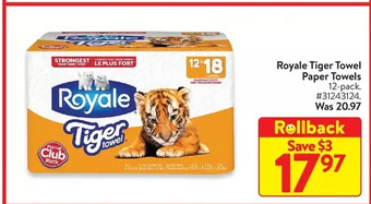 Walmart Royale tiger towel paper towels offer