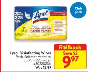 Walmart Lysol disinfecting wipes offer