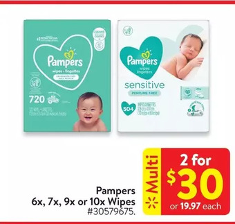 Walmart Pampers 6x, 7x, 9x or 10x wipes offer