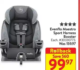 Walmart Evenflo maestro sport harness booster offer