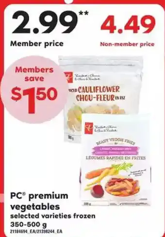 Loblaws Pc premium vegetables offer